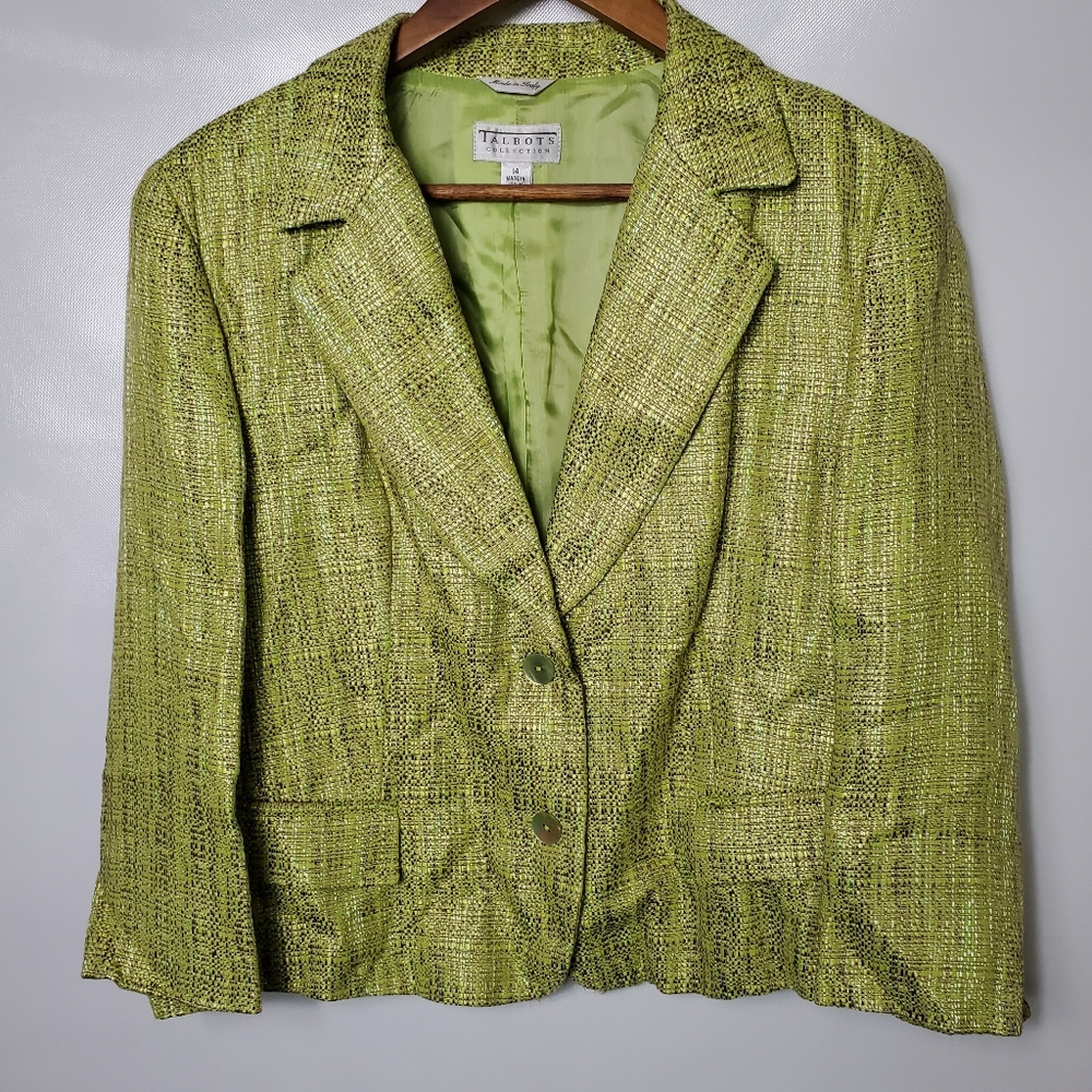 Talbots Collection Green Tweed Blazer/Suit Italy
